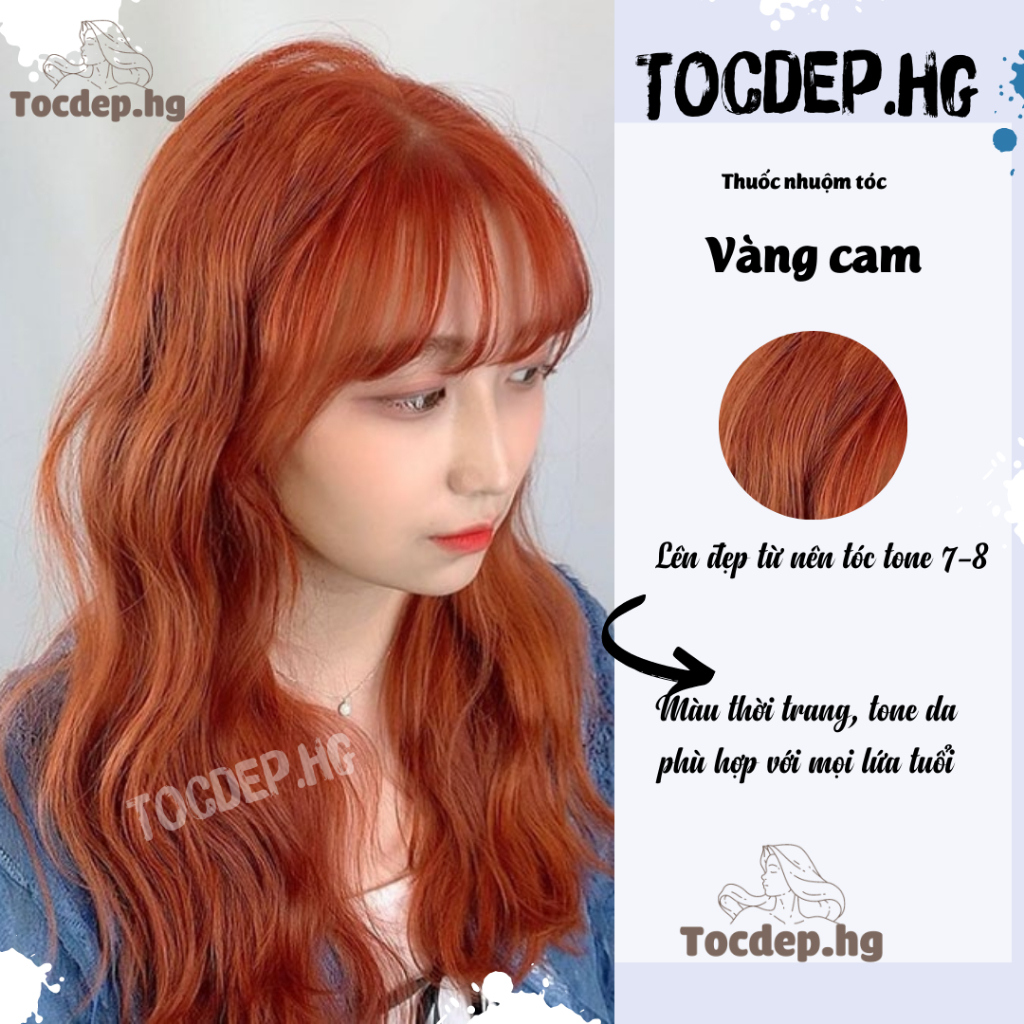 thuốc nhuộm tóc màu vàng cam+ tặng kèm trợ dưỡng - Tocdep.HG