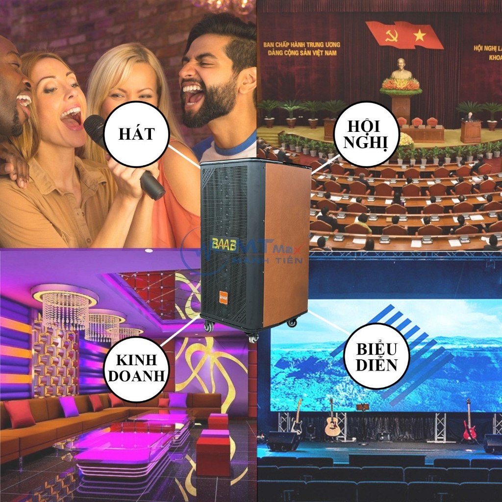 Loa Kéo Karaoke BB822 8 Loa 3 Đường Tiếng, Công Suất Lớn Lên Đến 1500W, Âm Bass 25Cm Bao Mạnh, Bao Chiến Kèm 2 Micro UHF