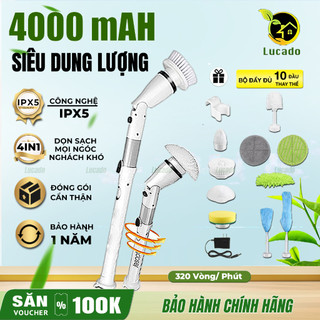 [PHIÊN BẢN 2024] Chổi Điện Cọ Nhà Vệ Sinh Bồn Cầu Toa Let Đa Năng Không Dây Cầm Tay JESOPB  K129, 4000 MAH Tặng 4 Đầu Cọ