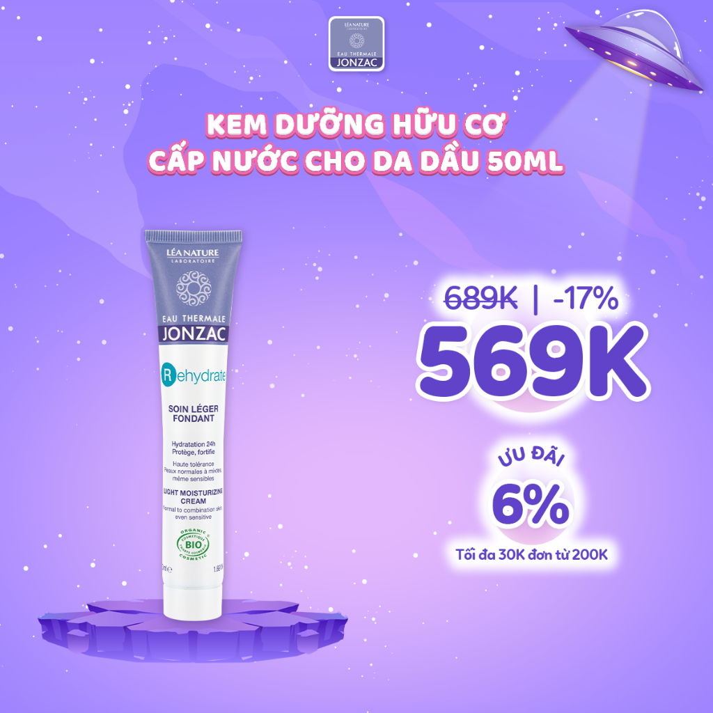 Kem Dưỡng Cấp Nước Dành Cho Da Dầu Eau Thermale Jonzac Rehydrate Light Moisturizing Cream 50ml