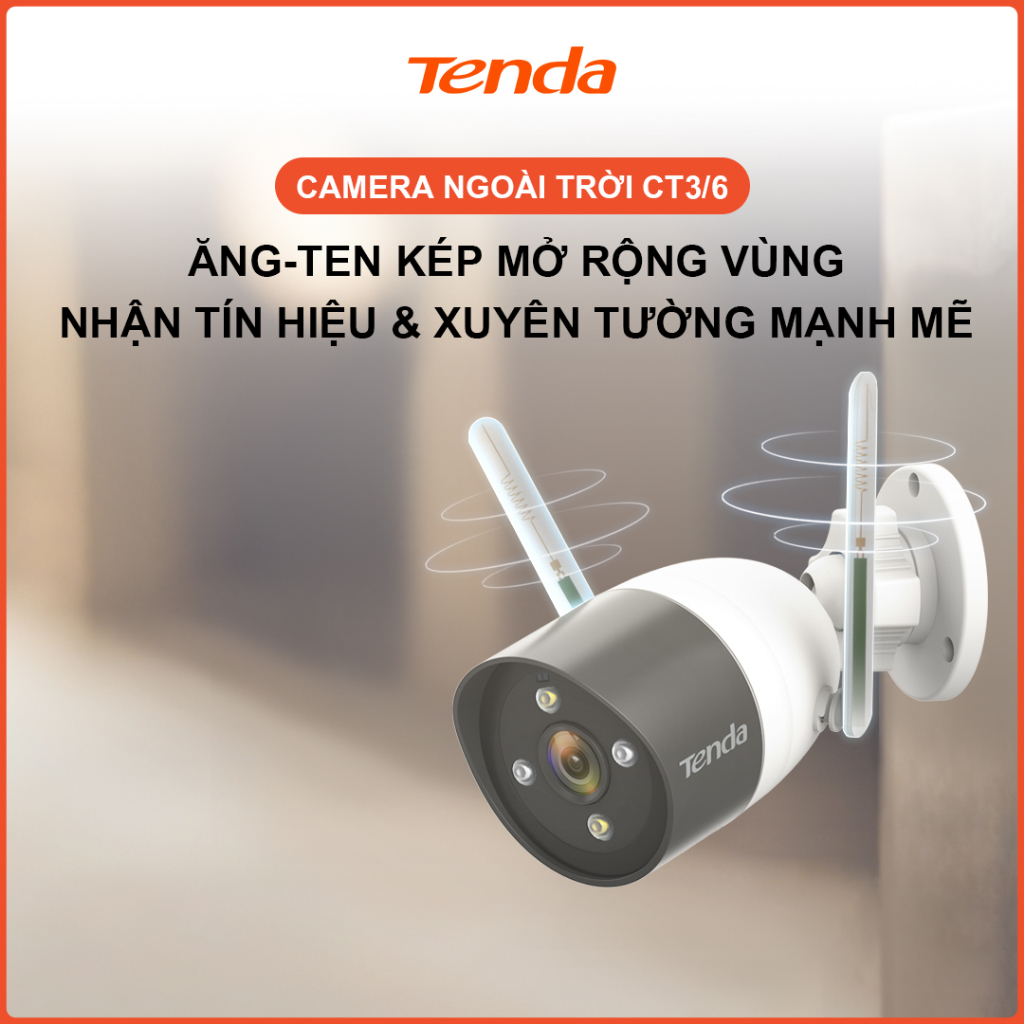 Camera Wifi Ngoài Trời Tenda CT3/CT6 Độ Phân Giải 1080P/2K - Hãng phân phối chính thức