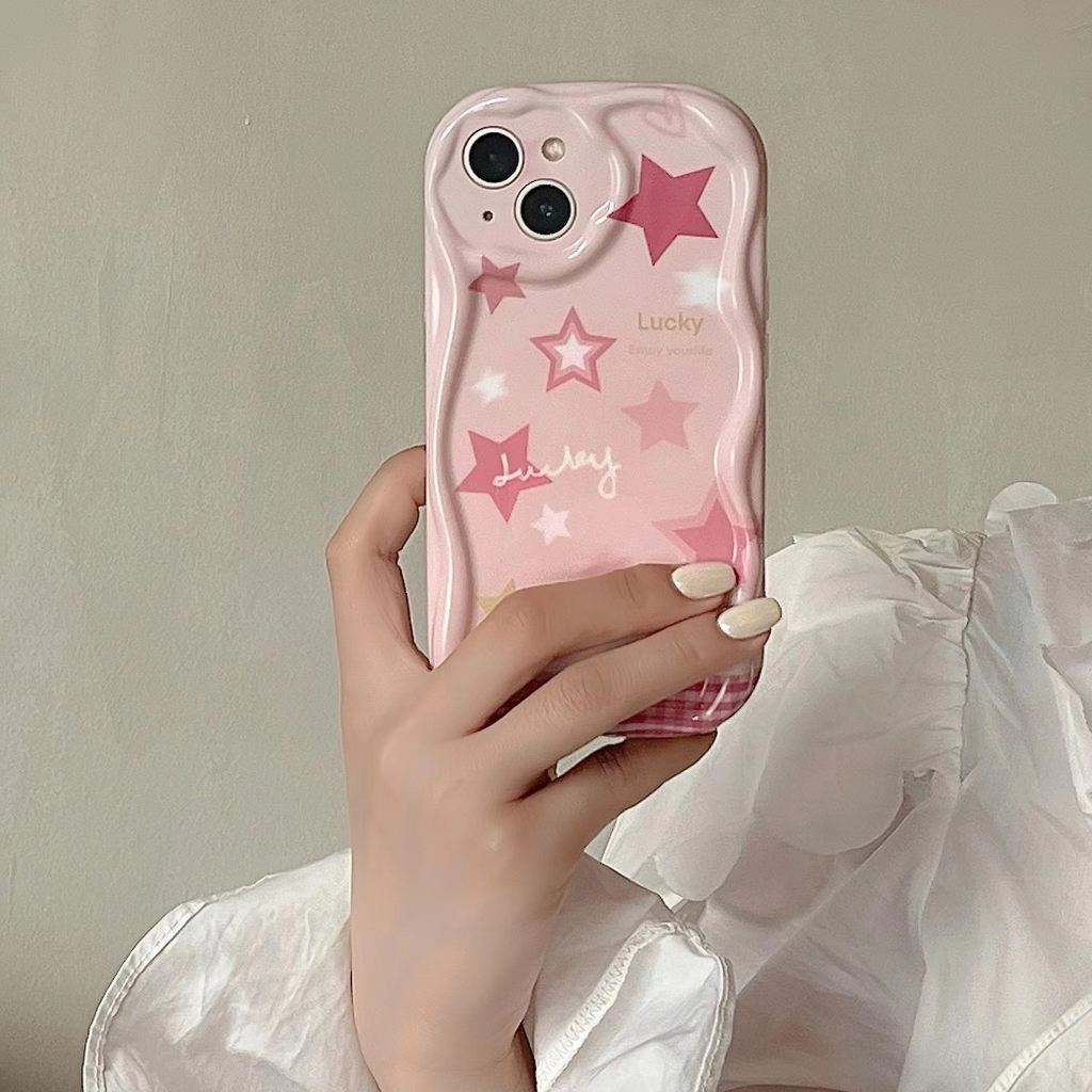 Ốp lưng iphone sóng nổi ngôi sao hồng iphone 7 8 plus x xr xsmax 11 12 13 14 promax sk1062