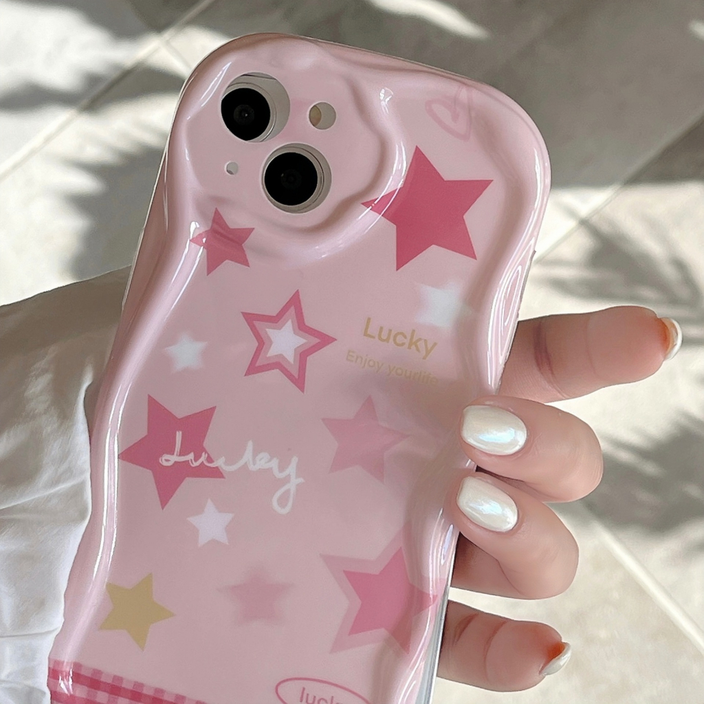 Ốp lưng iphone sóng nổi ngôi sao hồng iphone 7 8 plus x xr xsmax 11 12 13 14 promax sk1062
