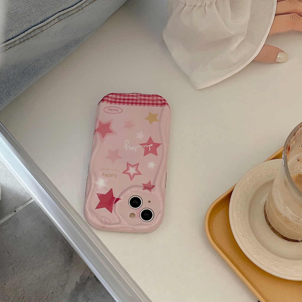 Ốp lưng iphone sóng nổi ngôi sao hồng iphone 7 8 plus x xr xsmax 11 12 13 14 promax sk1062