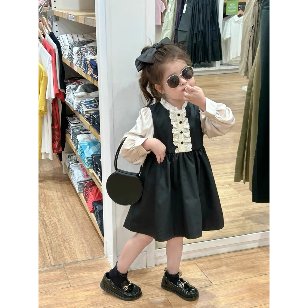 Váy đầm bé gái dài tay cổ trụ cho bé yêu từ 8-20kg