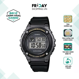 Đồng Hồ Casio Nam Điện Tử W-216H-1BVDF Mặt Tròn Dây Cao Su Chính Hãng