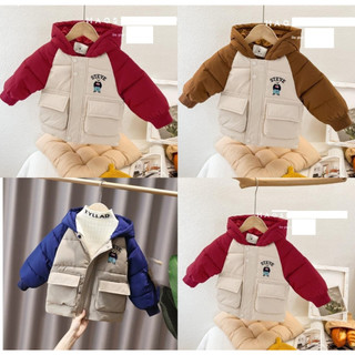 Áo khoác phao trẻ em màu đông dành cho bé 8-20kg mẫu chữ STEVE. Chất liệu ấm áp, giữ nhiệt tốt. TD10
