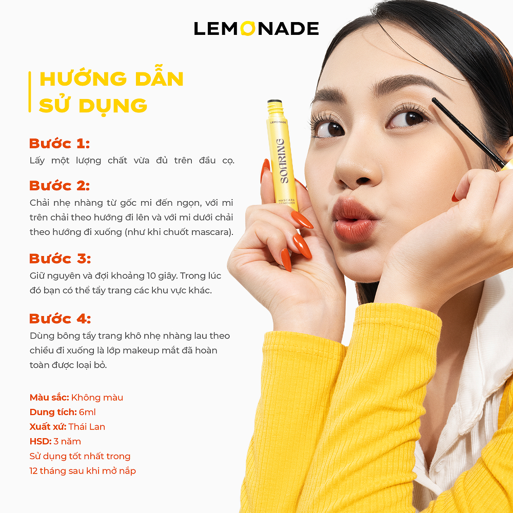 Tẩy trang mi sạch dịu không cay mắt LEMONADE Soaring Mascara Remover 6ml