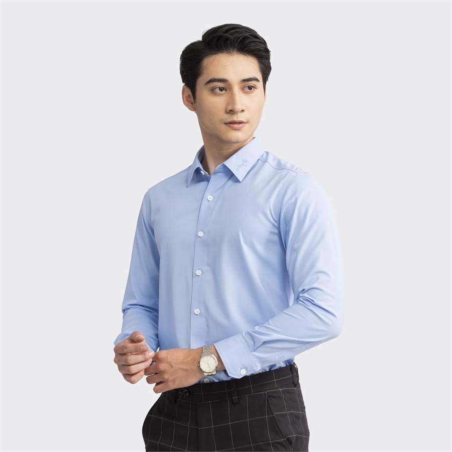 Áo sơ mi nam dài tay ARISTINO phom slim fit ôm vừa vặn, màu xanh lịch lãm và ấn tượng  - ALS28202