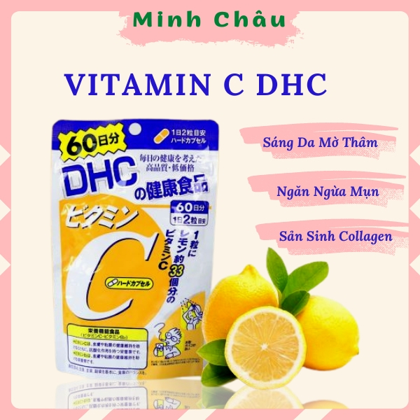 Vitamin C DHC , Viên uống vitamin c giúp sáng da, mờ thâm,ngăn ngừa mụn ,tăng cường đề kháng , gói 120 viên (60 ngày)