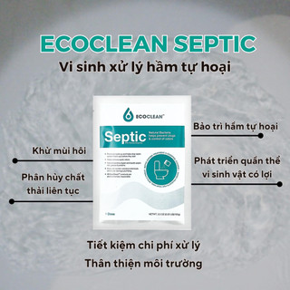 Combo: Bộ 06 gói Eco Septic (USA) Vi sinh làm sạch, khử mùi, phân hủy bồn cầu, hầm tự hoại EcoClean Septic