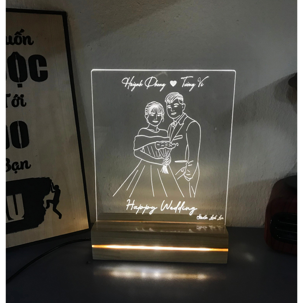 Đèn Khắc Hình Đôi Theo Yêu Cầu, Đèn Ngủ Led 3D Trang Trí Decor Phòng, Quà tặng đám cưới, tình yêu, sinh nhật