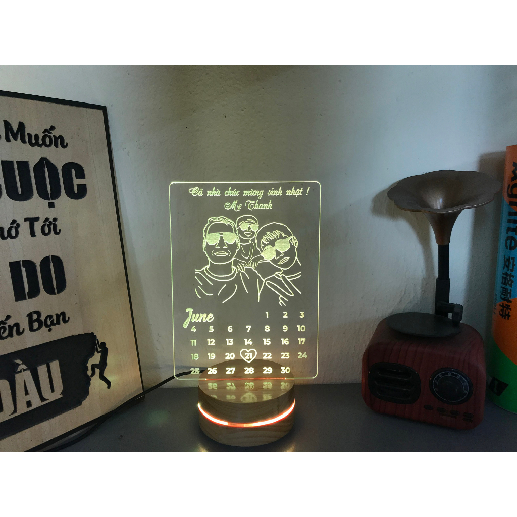 Đèn Khắc Hình Đôi Theo Yêu Cầu, Đèn Ngủ Led 3D Trang Trí Decor Phòng, Quà tặng đám cưới, tình yêu, sinh nhật