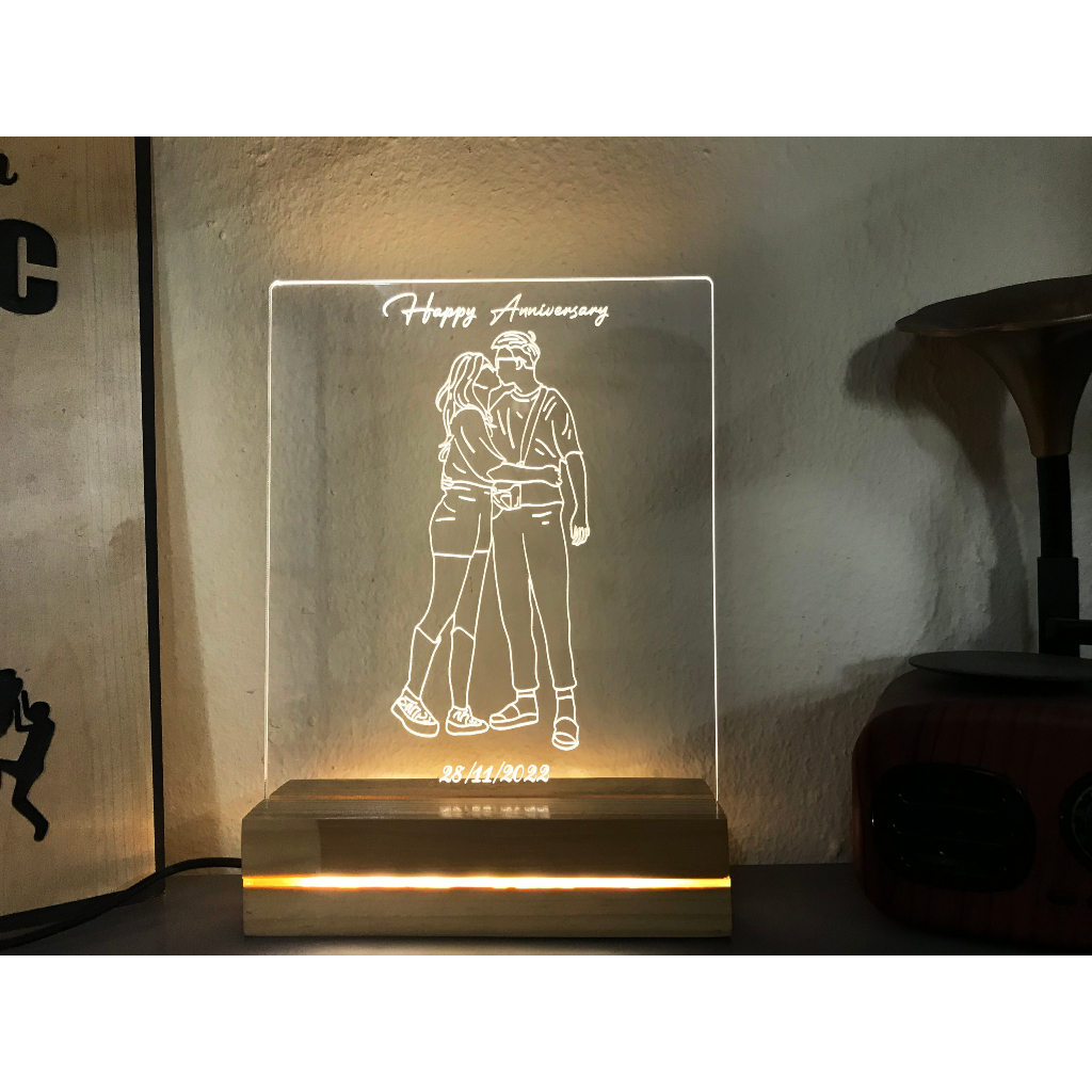 Đèn Khắc Hình Đôi Theo Yêu Cầu, Đèn Ngủ Led 3D Trang Trí Decor Phòng, Quà tặng đám cưới, tình yêu, sinh nhật