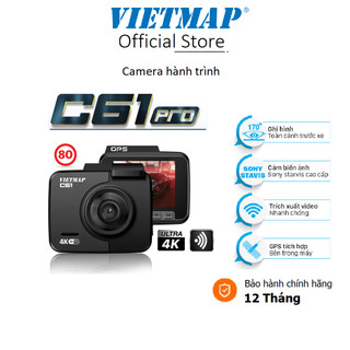 Camera hành trình Vietmap C61 PRO | C61 Ultra HD (4K) góc 170° thông tin tọa độ, bản đồ, tốc độ - Bảo hành 12 tháng