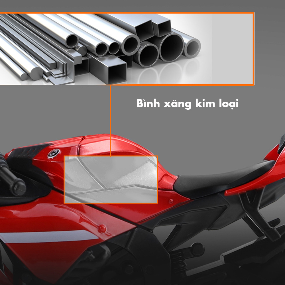 Mô hình xe phân khối lớn Yamaha YZF-R1 bằng hợp kim có giảm xóc và có đèn âm thanh