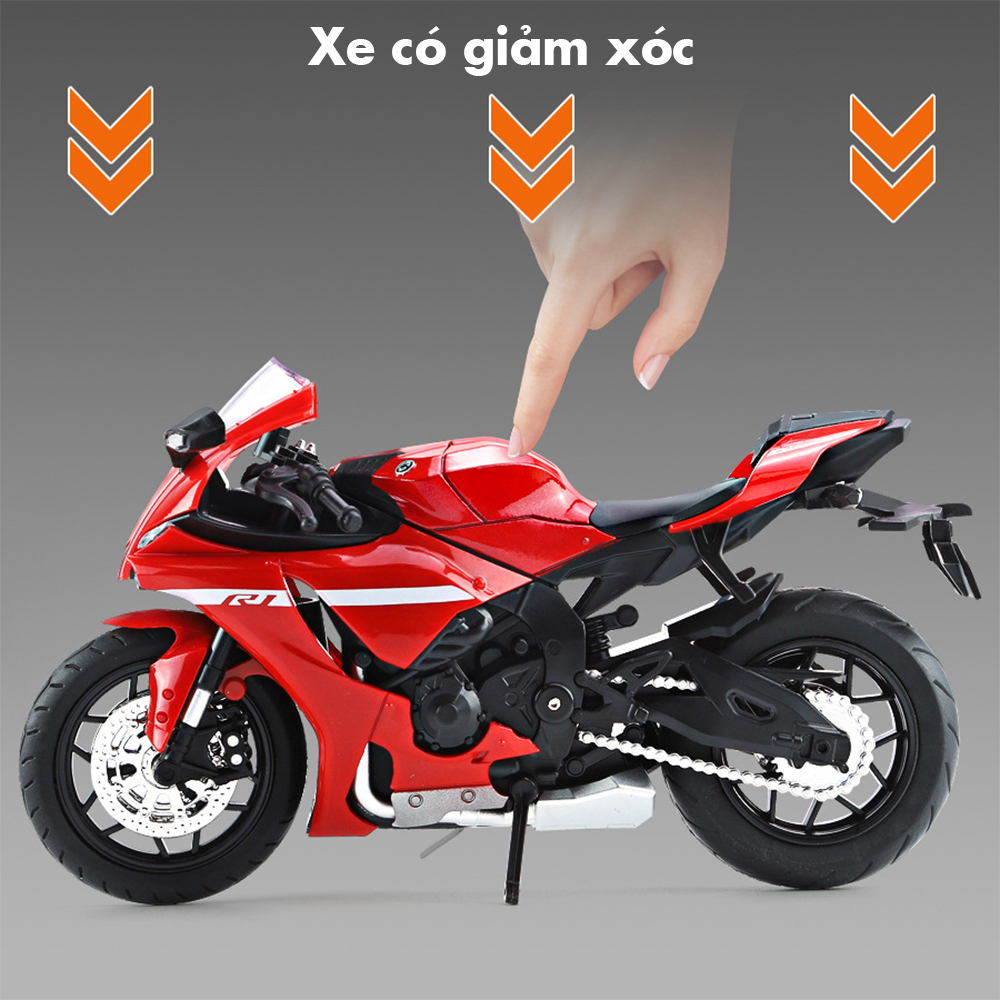 Mô hình xe phân khối lớn Yamaha YZF-R1 bằng hợp kim có giảm xóc và có đèn âm thanh