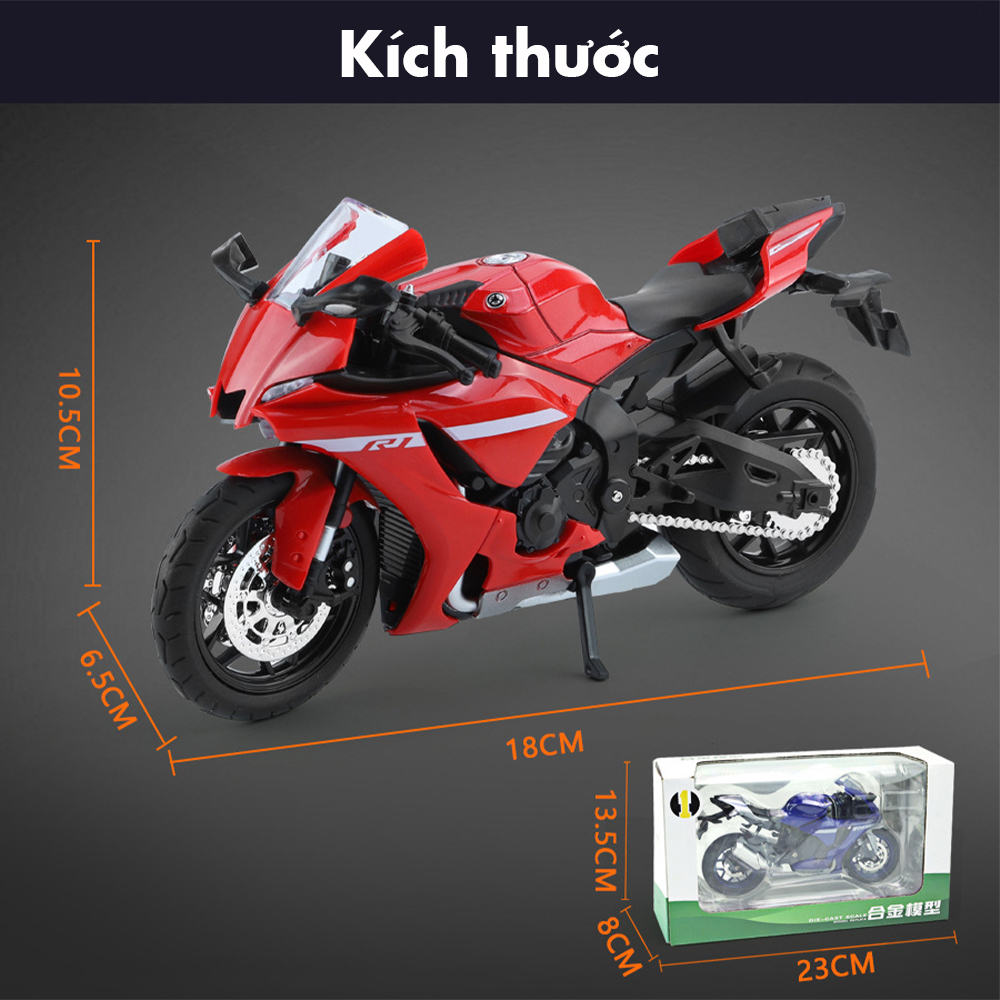 Mô hình xe phân khối lớn Yamaha YZF-R1 bằng hợp kim có giảm xóc và có đèn âm thanh