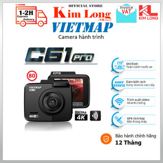 Camera hành trình Vietmap C61 Pro UHD 4K, GPS, Kết nối WIFI, Cảnh báo giọng nói - Bảo hành 12 tháng