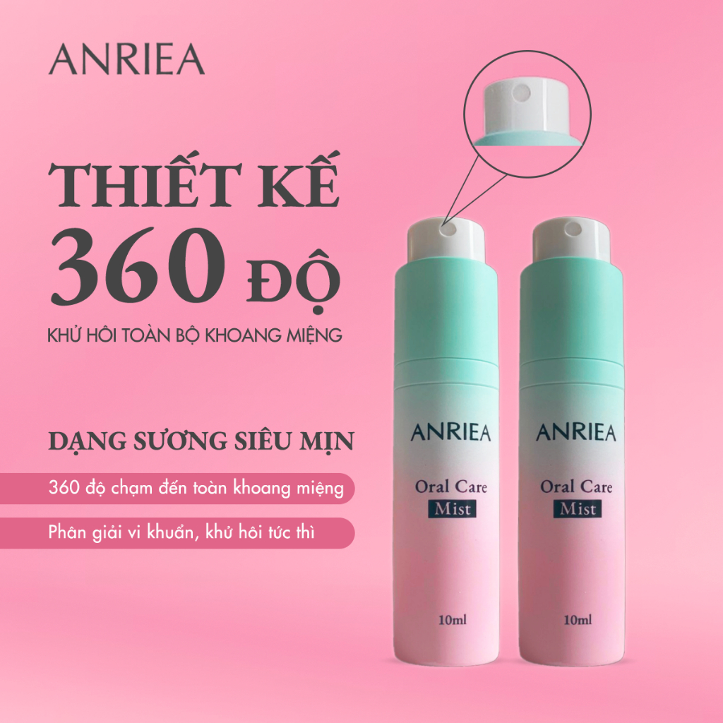 XỊT THƠM MIỆNG ANRIEA ĐẦU XOAY/VẶN 360 NHỎ GỌN TIỆN LỢI