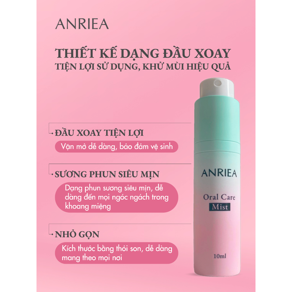 XỊT THƠM MIỆNG ANRIEA ĐẦU XOAY/VẶN 360 NHỎ GỌN TIỆN LỢI