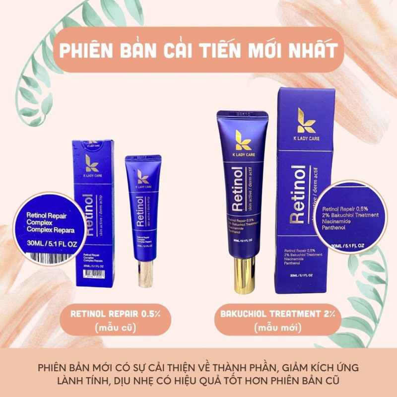 Kem dưỡng da hàn quốc retinol k lady care chống lão hóa tái tạo da giảm mụn mờ thâm nám tàn nhang 30ml