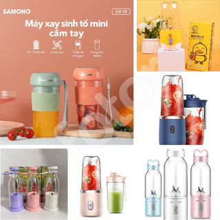 [FREESHIP] MÁY XAY SINH TỐ MINI CẦM TAY SAMONO SW-Y8, VỊT VÀNG, HONGOU, MEET JUICE, 6 LƯỠI DÙNG PIN