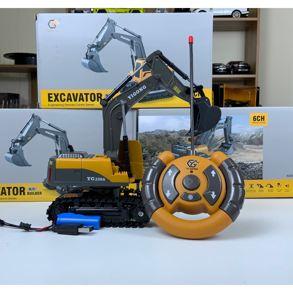 Combo máy múc điều khiển 6 kênh yigong YG-258A + xe ben 6 kênh XZS258