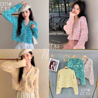 Áo cardigan cổ V len loang hàng QC