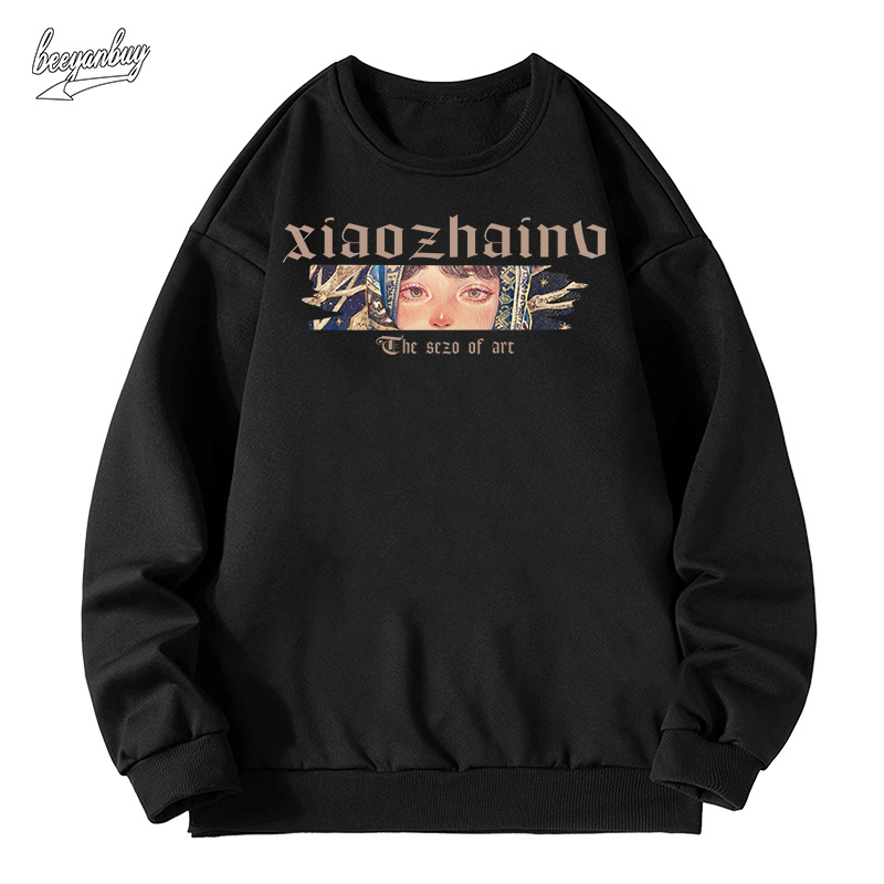 Áo sweater nam BEEYANBUY áo thun tay dài bigsize form rộng in hình unisex 100% cotton-Y0310