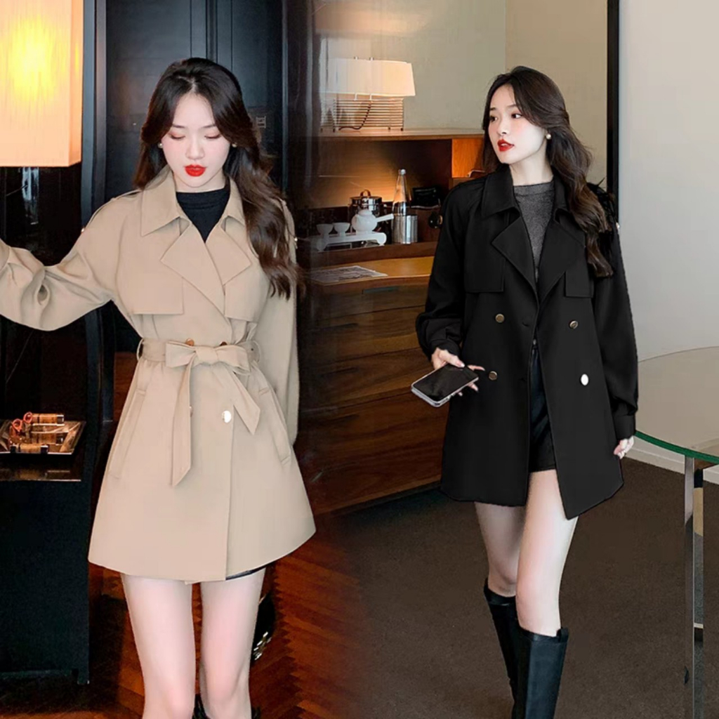 Áo khoác măng tô kèm dây đai chất kaki size S M L XL cho khách từ 38- 62kg, áo măng tô xịn