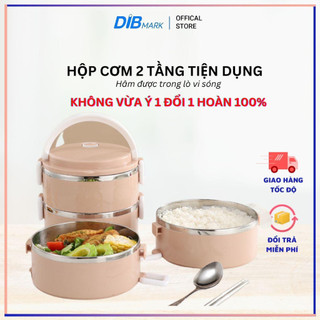 (HCM-Xả Kho) Hộp cơm 2 tầng giữ nhiệt làm từ lúa mạch an toàn cho sức khỏe (màu ngẫu nhiên) DIB