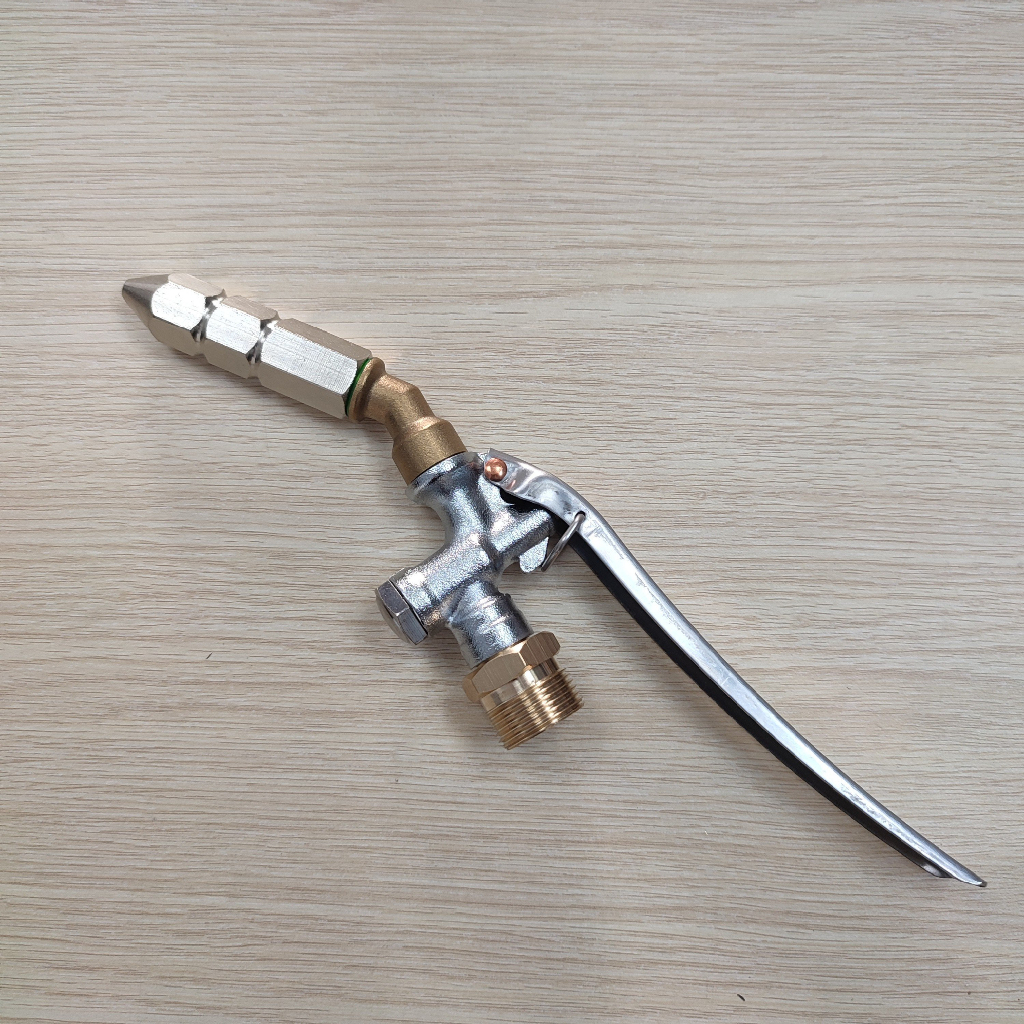 Béc rửa máy lạnh máy điều hòa - máy xịt rửa xe chân 22mm có tay bóp loại CONG KHÔNG chỉnh tia - Bảo hành 12 tháng