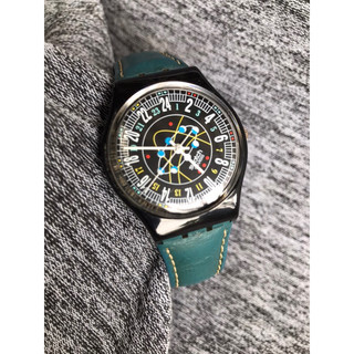 Đồng hồ nam swatch mặt 35mm dây da độc lạ