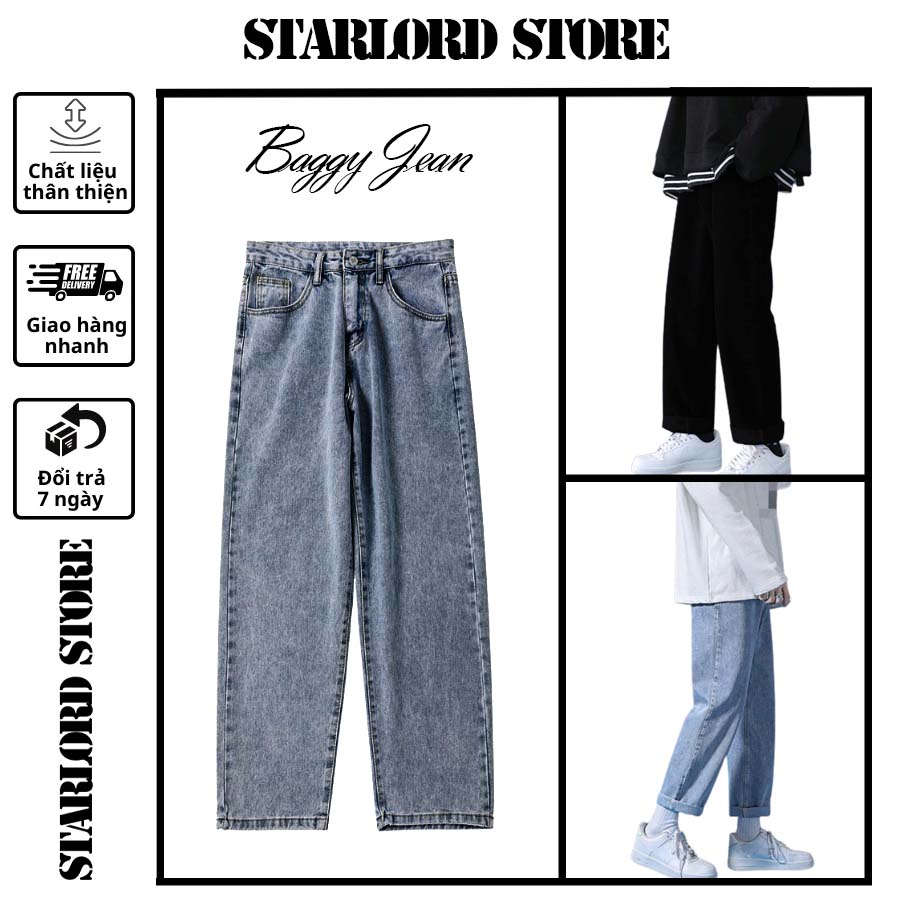 Quần baggy jean ống suông StarLord SL901 nam nữ 2 màu thời trang