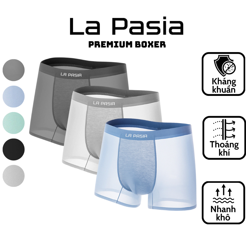 Quần Sịp đùi nam chất thun lạnh cao cấp Set 3 cái, quần boxer nam chính hãng LA PASIA