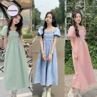 Váy tay bồng chun dáng dài tiểu thư v450