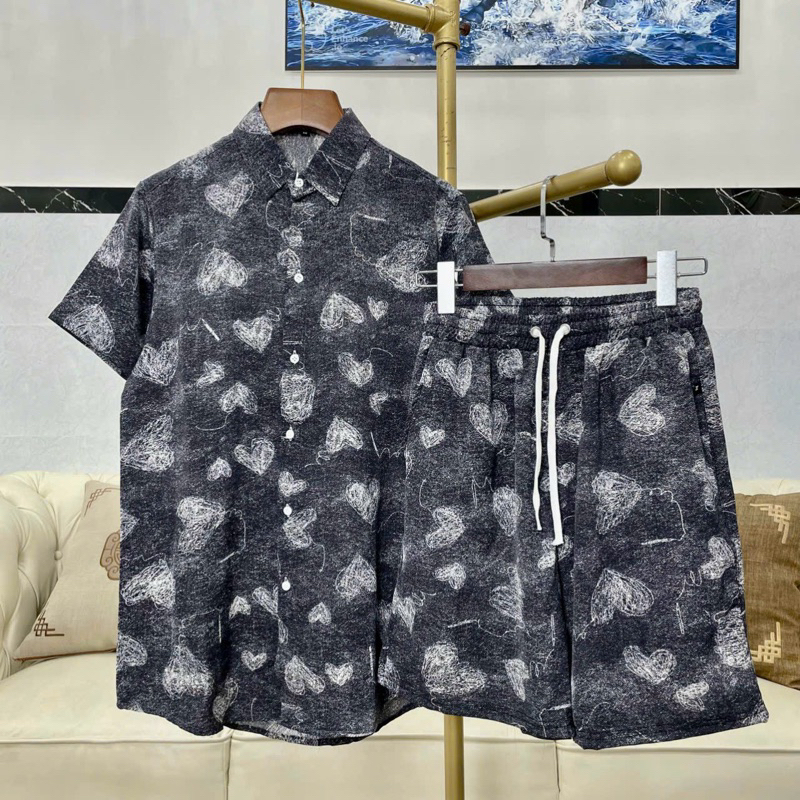 SET ĐỒ BỘ NAM ÁO SƠMI HOẠ TIẾT LẠ MẮT THỜI TRANG 2023