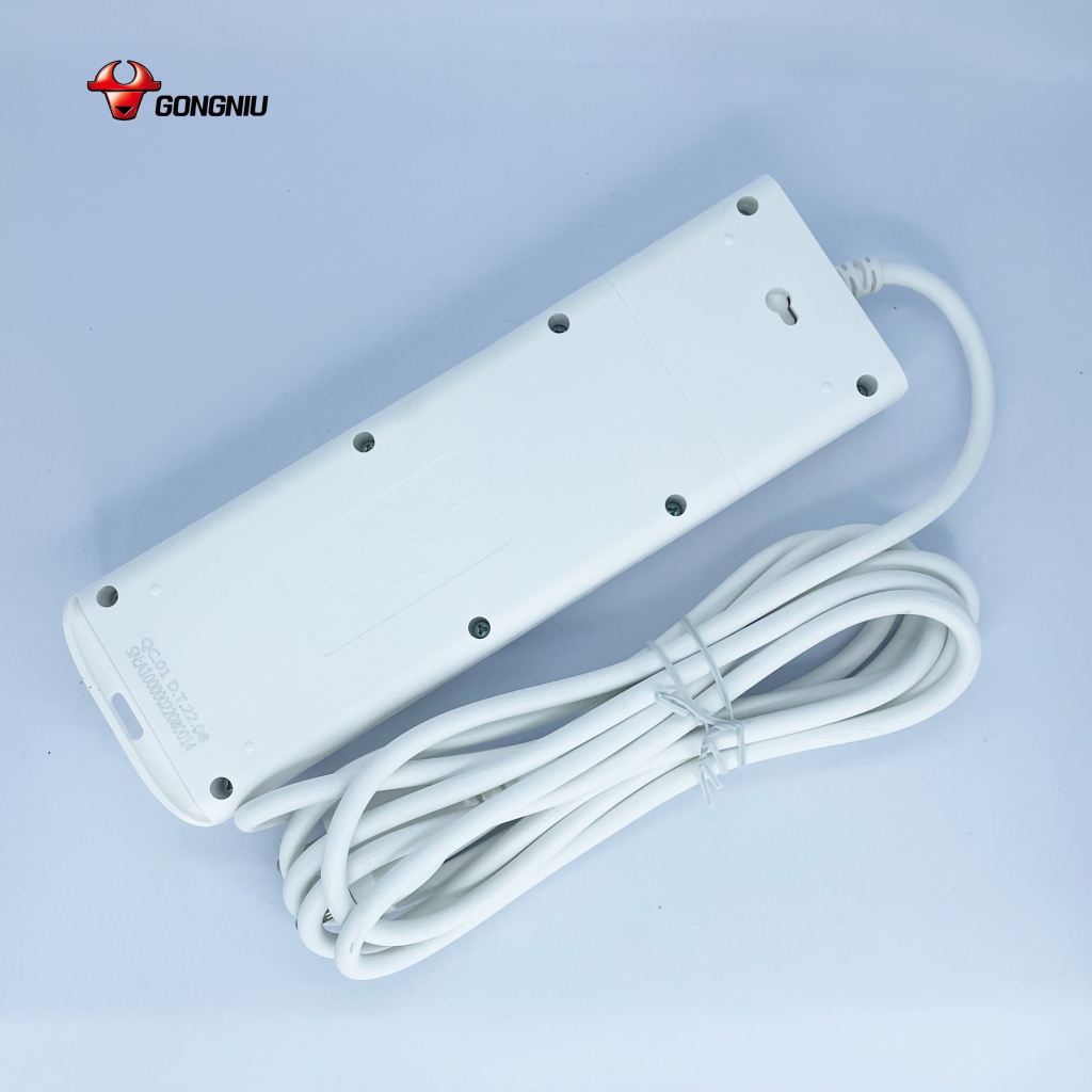 Ổ Cắm Điện Chống Cháy GONGNIU - 8 ổ 1 công tắc - 2500W 10A - V1080 - Chính Hãng
