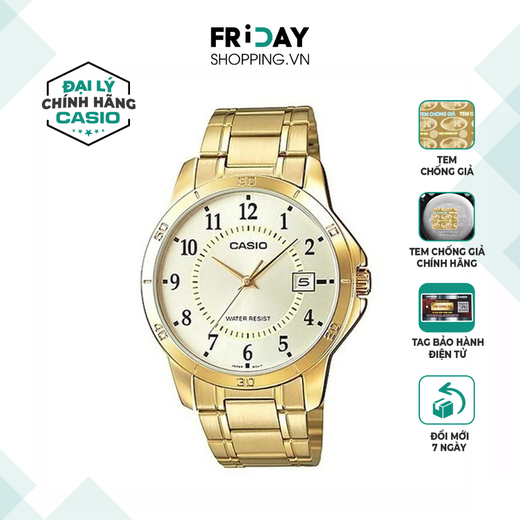 Đồng hồ Casio nam MTP-V004G-9BUDF dây kim loại chính hãng