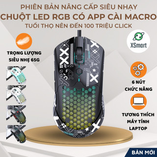 Chuột Máy Tính Gaming M5 LED RGB Chip Cảm Biến PAW3325 Chơi Game Siêu Nhẹ Cài Macro