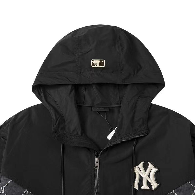 Áo khoác gió Nam có mũ in logo MLB thời trang phong cách cá tính có mũ