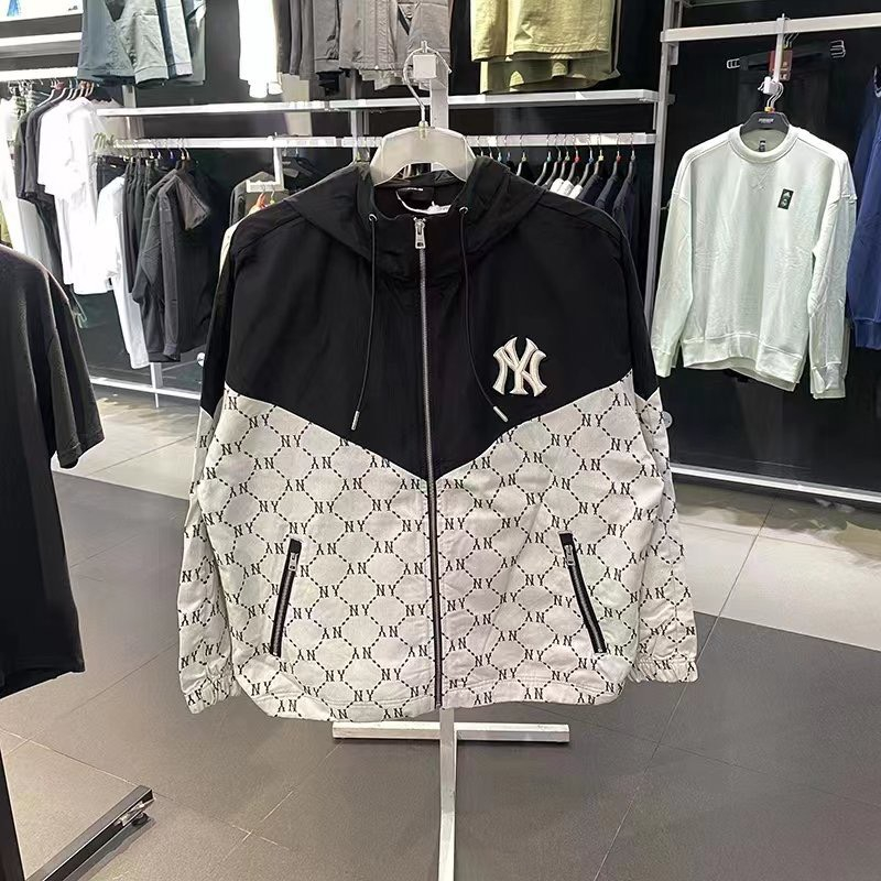 Áo khoác gió Nam có mũ in logo MLB thời trang phong cách cá tính có mũ