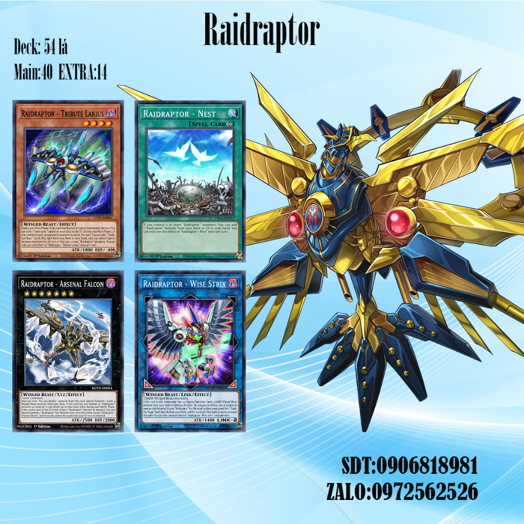 Bài YuGiOh - Bộ 54 lá bài Raidraptor- Raidraptor Deck - Card Game VN Giá Rẻ