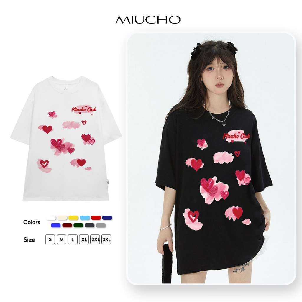 Áo thun nữ form rộng ATD231 Miucho cotton spandex in Graphic