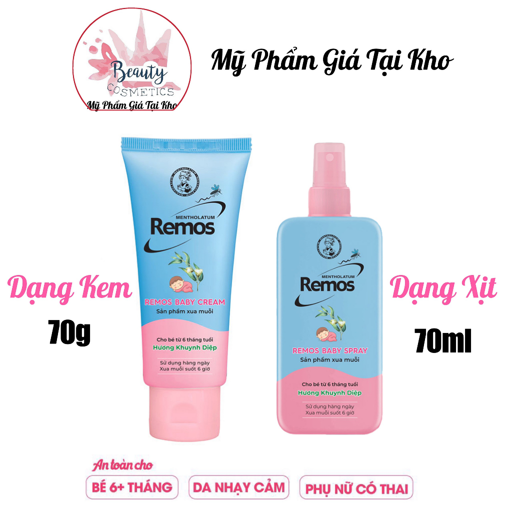 Xịt chống muỗi cho bé từ 6 tháng Remos baby hương Khuynh Diệp 70g