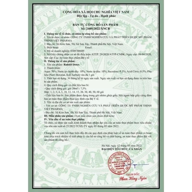 Rubiss detox giảm cân nước chanh dây hộp 12 gói