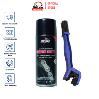Chai xịt bôi trơn bảo vệ sên xe máy / mô tô Thunder Chain Lube 400ml và bàn chải vệ sinh sên cao cấp