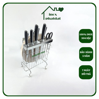 Kệ để dao thớt PHÁT ĐẠT Inox 304 treo tường, giá để dao thớt nhà bếp, đồ đựng dao thớt (SP108)