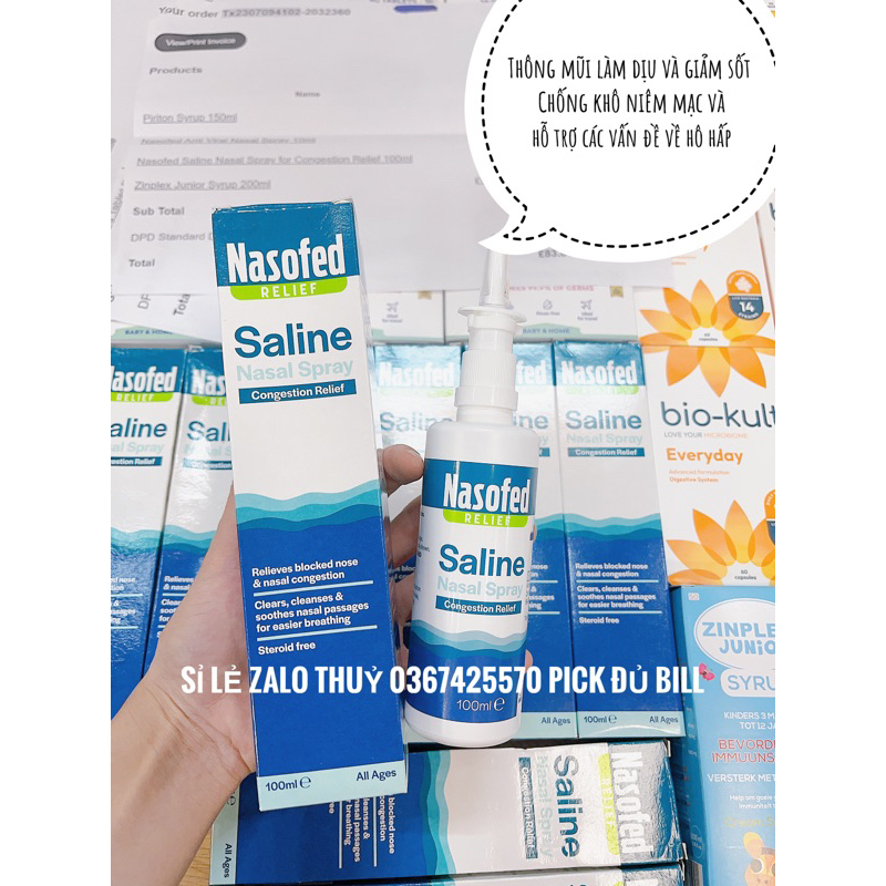 Xịt mũi Nasofed Saline Nasal Spray cho bé sơ sinh + người lớn